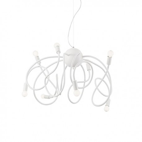 IDEAL LUX MULTIFLEX SP8 SOSPENSIONE IN METALLO VERNICIATO CON BRACCI FLESSIBILI BIANCHI 8x40W E14