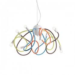 IDEAL LUX MULTIFLEX SP8 SOSPENSIONE IN METALLO VERNICIATO CON BRACCI FLESSIBILI COLORATI 8x40W E14