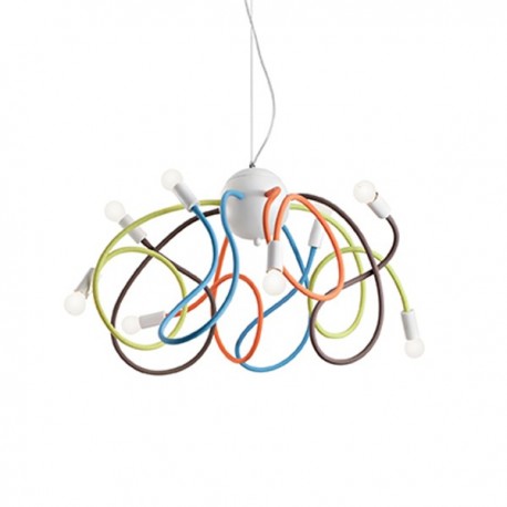 IDEAL LUX MULTIFLEX SP8 SOSPENSIONE IN METALLO VERNICIATO CON BRACCI FLESSIBILI COLORATI 8x40W E14