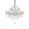 IDEAL LUX NAPOLEON SP12 SOSPENSIONE CROMATA CON ELEMENTI IN VETRO E CRISTALLO 12x40W E14