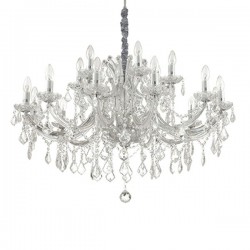 IDEAL LUX NAPOLEON SP18 SOSPENSIONE CROMATA CON ELEMENTI IN VETRO E CRISTALLO 18x40W E14