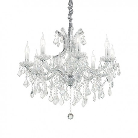 IDEAL LUX NAPOLEON SP8 SOSPENSIONE CROMATA CON ELEMENTI IN VETRO E CRISTALLO 8x40W E14
