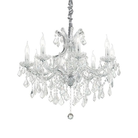 IDEAL LUX NAPOLEON SP8 SOSPENSIONE CROMATA CON ELEMENTI IN VETRO E CRISTALLO 8x40W E14