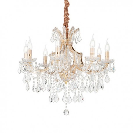 IDEAL LUX NAPOLEON SP8 SOSPENSIONE CROMATA CON ELEMENTI IN VETRO E CRISTALLO 8x40W E14