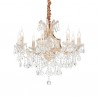 IDEAL LUX NAPOLEON SP8 SOSPENSIONE DORATA CON ELEMENTI IN VETRO E CRISTALLO 8x40W E14
