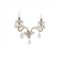 IDEAL LUX NEGRESCO AP2 APPLIQUE DORATA CON BRACCI IN VETRO E CRISTALLO MOLATO 2x40W E14