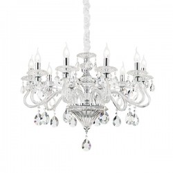 IDEAL LUX NEGRESCO SP10 SOSPENSIONE TRASPARENTE CON BRACCI IN VETRO E CRISTALLO MOLATO 10x40W E14