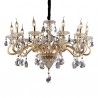 IDEAL LUX NEGRESCO SP10 SOSPENSIONE DORATA CON BRACCI IN VETRO E CRISTALLO MOLATO 10x40W E14