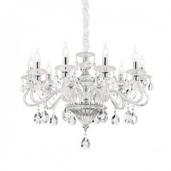 IDEAL LUX NEGRESCO SP8 SOSPENSIONE TRASPARENTE CON BRACCI IN VETRO E CRISTALLO MOLATO 8x40W E14