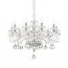IDEAL LUX NEGRESCO SP8 SOSPENSIONE TRASPARENTE CON BRACCI IN VETRO E CRISTALLO MOLATO 8x40W E14
