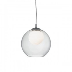 IDEAL LUX NEMO CLEAR SP1 D20 SOSPENSIONE IN VETRO CON COPRILAMPADA BIANCO ACIDATO 40W G9