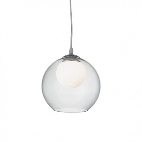 IDEAL LUX NEMO CLEAR SP1 D20 SOSPENSIONE IN VETRO CON COPRILAMPADA BIANCO ACIDATO 40W G9