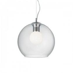 IDEAL LUX NEMO CLEAR SP1 D30 SOSPENSIONE IN VETRO CON COPRILAMPADA BIANCO ACIDATO 60W E27
