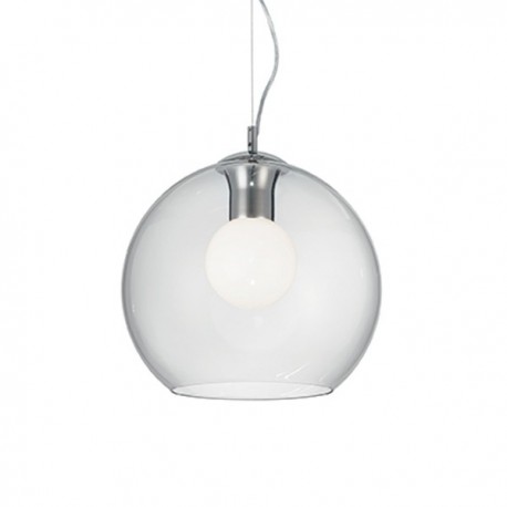 IDEAL LUX NEMO CLEAR SP1 D30 SOSPENSIONE IN VETRO CON COPRILAMPADA BIANCO ACIDATO 60W E27