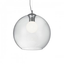 IDEAL LUX NEMO CLEAR SP1 D40 SOSPENSIONE IN VETRO CON COPRILAMPADA BIANCO ACIDATO 60W E27