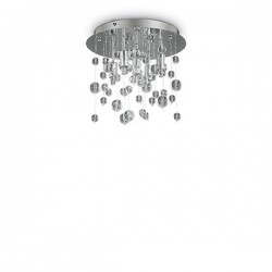 IDEAL LUX NEVE PL5 PLAFONIERA CROMATA DECORATA CON SFERE DI VETRO 5x40W G9