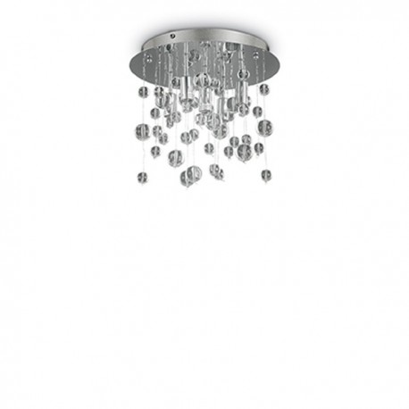 IDEAL LUX NEVE PL5 PLAFONIERA CROMATA DECORATA CON SFERE DI VETRO 5x40W G9