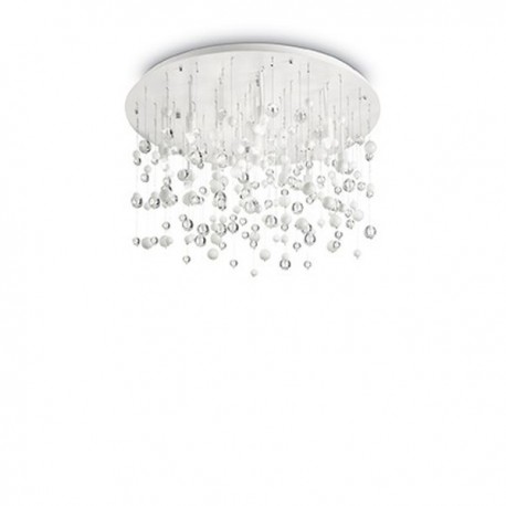 IDEAL LUX NEVE PL12 PLAFONIERA BIANCA DECORATA CON SFERE DI VETRO 12x40W G9