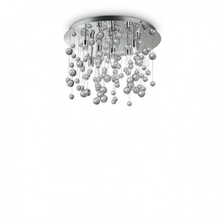 IDEAL LUX NEVE PL8 PLAFONIERA CROMATA DECORATA CON SFERE DI VETRO 8x40W G9