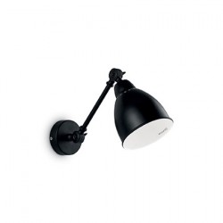 IDEAL LUX NEWTON AP1 APPLIQUE NERA CON BRACCIO E DIFFUSORE ORIENTABILE 60W E27