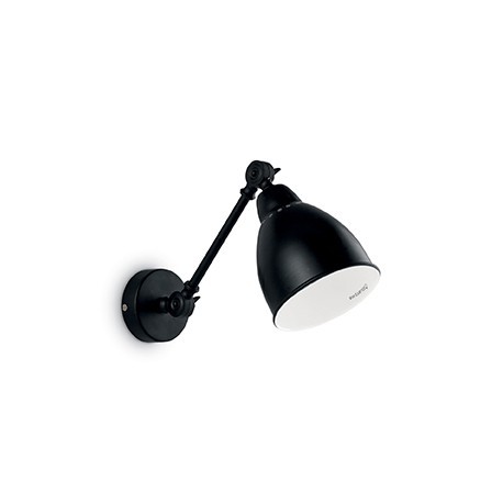 IDEAL LUX NEWTON AP1 APPLIQUE NERA CON BRACCIO E DIFFUSORE ORIENTABILE 60W E27