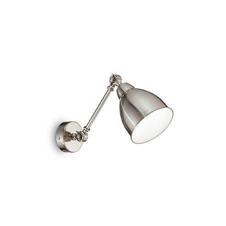 IDEAL LUX NEWTON AP1 APPLIQUE NICKEL CON BRACCIO E DIFFUSORE ORIENTABILE 60W E27