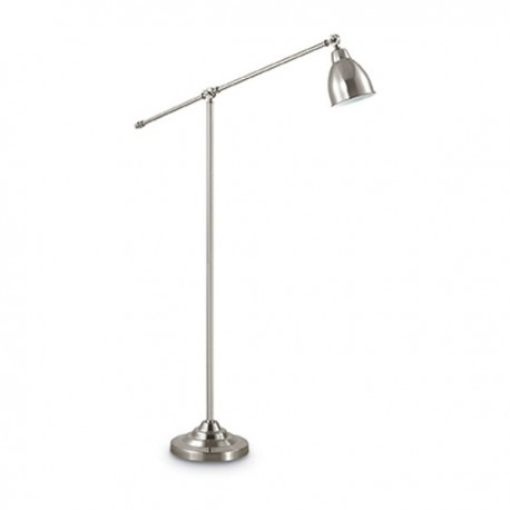 IDEAL LUX NEWTON PT1 LAMPADA DA TERRA NICKEL CON BRACCIO E DIFFUSORE ORIENTABILE 60W E27