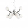 IDEAL LUX NODI BIANCO SP9 SOSPENSIONE CROMATA CON DIFFUSORI IN VETRO BIANCO ACIDATO 9x40W E14