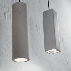 IDEAL LUX OAK SP1 SQUARE SOSPENSIONE CEMENTO E CAVO TESSUTO NERO 35W GU10