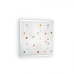 IDEAL LUX OCEAN PL2 PLAFONIERA IN VETRO CON APPLICAZIONI IN BOTTONI COLORATI  2x60W