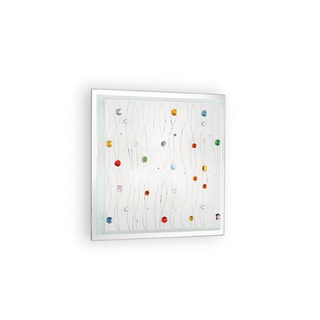 IDEAL LUX OCEAN PL2 PLAFONIERA IN VETRO CON APPLICAZIONI IN BOTTONI COLORATI  2x60W