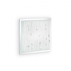 IDEAL LUX OCEAN PL2 PLAFONIERA IN VETRO CON APPLICAZIONI IN BOTTONI TRASPARENTE 2x60W