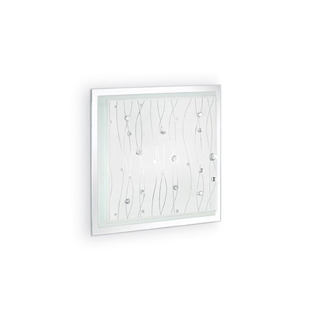 IDEAL LUX OCEAN PL2 PLAFONIERA IN VETRO CON APPLICAZIONI IN BOTTONI TRASPARENTE 2x60W