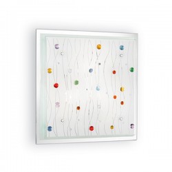 IDEAL LUX OCEAN PL3 PLAFONIERA IN VETRO CON APPLICAZIONI IN BOTTONI COLORATI  3x60W