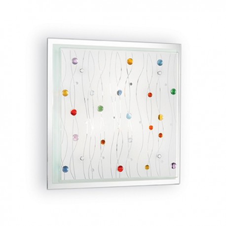 IDEAL LUX OCEAN PL3 PLAFONIERA IN VETRO CON APPLICAZIONI IN BOTTONI COLORATI  3x60W