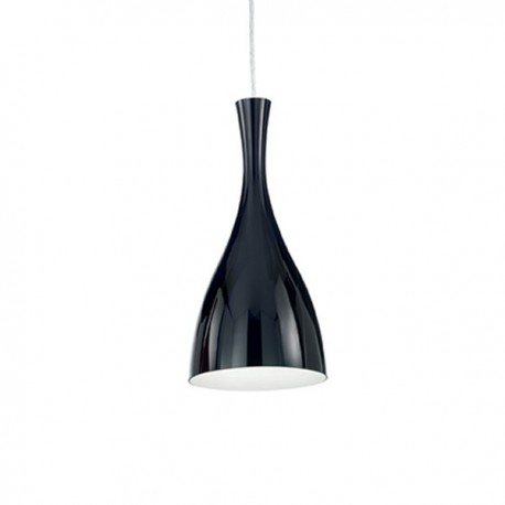 IDEAL LUX OLIMPIA SP1 SOSPENSIONE CROMO CON DIFFUSORE IN VETRO NERO 60W E27