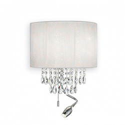IDEAL LUX OPERA AP3 APPLIQUE  CROMO CON PARALUME BIANCO CON PENDAGLI DI CRISTALLO