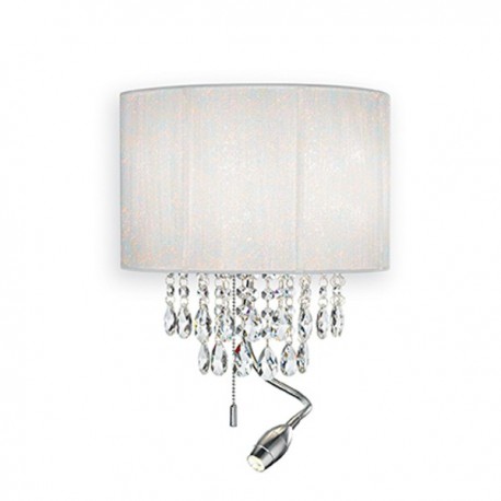 IDEAL LUX OPERA AP3 APPLIQUE  CROMO CON PARALUME BIANCO CON PENDAGLI DI CRISTALLO