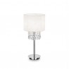 IDEAL LUX OPERA TL1 LAMPADA DA TAVOLO CROMO CON PARALUME BIANCO CON PENDAGLI DI CRISTALLO 1x60W E27