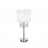 IDEAL LUX OPERA TL1 LAMPADA DA TAVOLO CROMO CON PARALUME BIANCO CON PENDAGLI DI CRISTALLO 1x60W E27