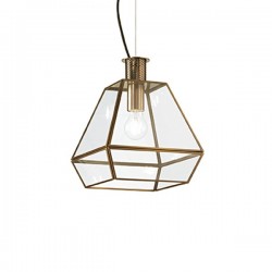 IDEAL LUX ORANGERIE SP1 SMALL SOSPENSIONE IN METALLO E LASTRE DI VETRO COLOR BRUNITO 60W
