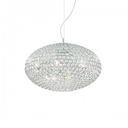 IDEAL LUX ORION SP6 SOSPENSIONE COMPOSTA DA OTTAGONI DI CRISTALLO INCASTONATI IN ANELLI DI METALLO 6x40W