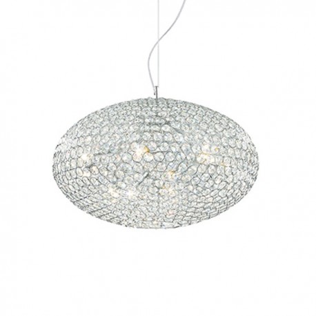 IDEAL LUX ORION SP8 SOSPENSIONE COMPOSTA DA OTTAGONI DI CRISTALLO INCASTONATI IN ANELLI DI METALLO 8x40W