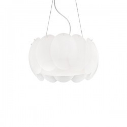 IDEAL LUX OVALINO SP5 SOSPENSIONE IN LASTRE DI VETRO CIRCOLARI  CURVATE E ACIDATE 5x60W E27