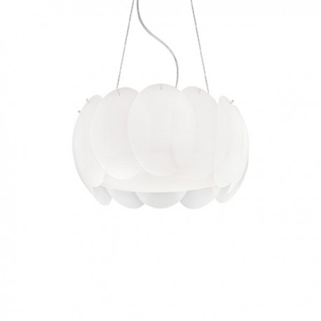 IDEAL LUX OVALINO SP5 SOSPENSIONE IN LASTRE DI VETRO CIRCOLARI  CURVATE E ACIDATE 5x60W E27