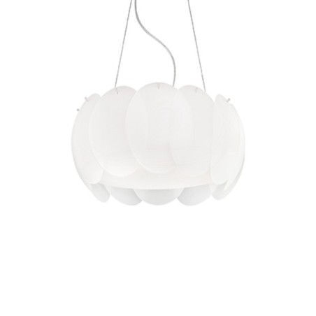 IDEAL LUX OVALINO SP5 SOSPENSIONE IN LASTRE DI VETRO CIRCOLARI  CURVATE E ACIDATE 5x60W E27