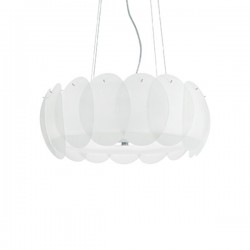 IDEAL LUX OVALINO SP8 SOSPENSIONE IN LASTRE DI VETRO CIRCOLARI  CURVATE E ACIDATE 8x60W E27