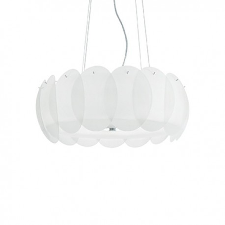IDEAL LUX OVALINO SP8 SOSPENSIONE IN LASTRE DI VETRO CIRCOLARI  CURVATE E ACIDATE 8x60W E27