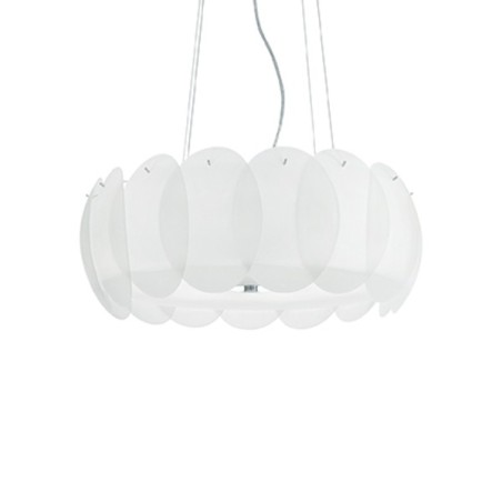 IDEAL LUX OVALINO SP8 SOSPENSIONE IN LASTRE DI VETRO CIRCOLARI  CURVATE E ACIDATE 8x60W E27