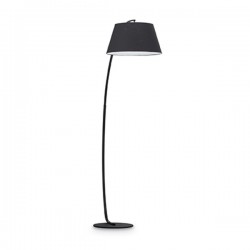IDEAL LUX PAGODA PT1 LAMPADA DA TERRA SMALTATA NERA CON PARALUME IN TESSUTO 60W